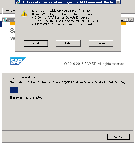 install crystal reports windows 10